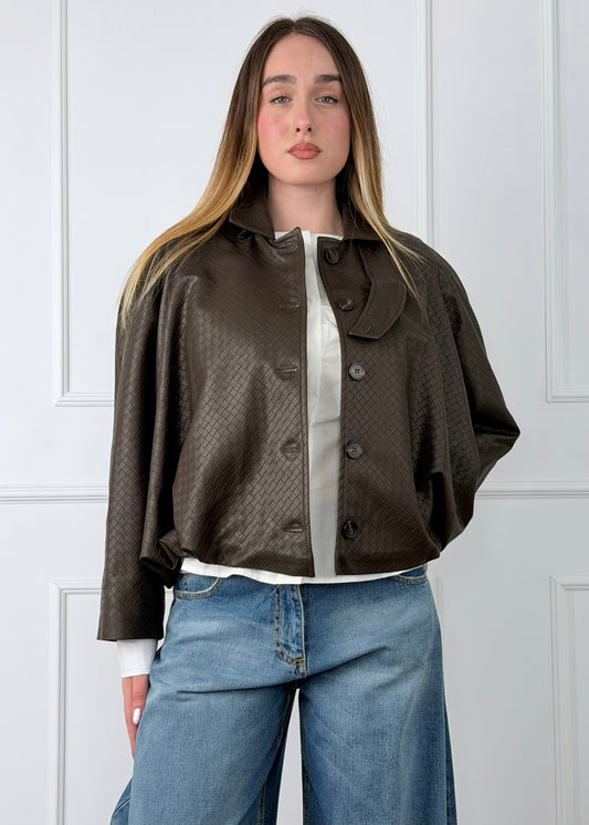 26B4008 - TENSIONE IN BOMBER SIMILPELLE PELLE TRAMA INTRECCIATA