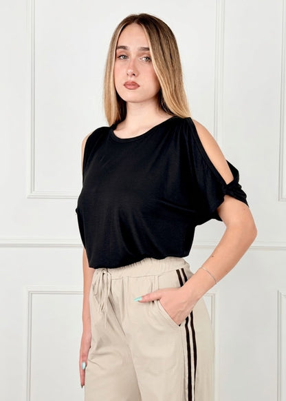 26034 - MAGLIA CUT OUT IN JERSEY DI VISCOSA