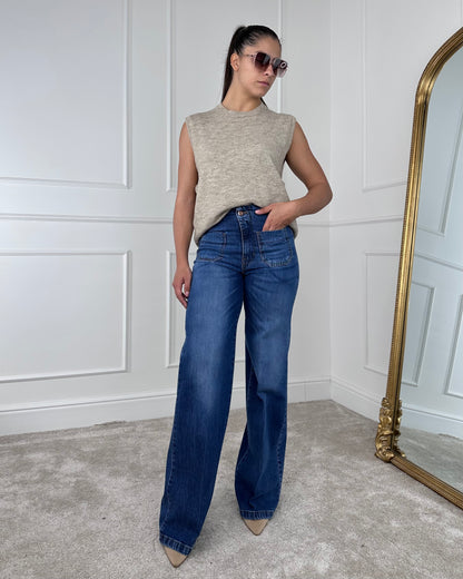 CJ12709 - TENSIONE IN DENIM TASCHINI SUL DAVANTI