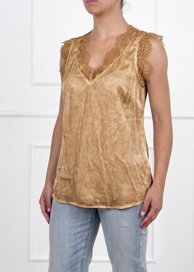 22094 - T-SHIRT IN VISCOSA SCOLLO IN PIZZO