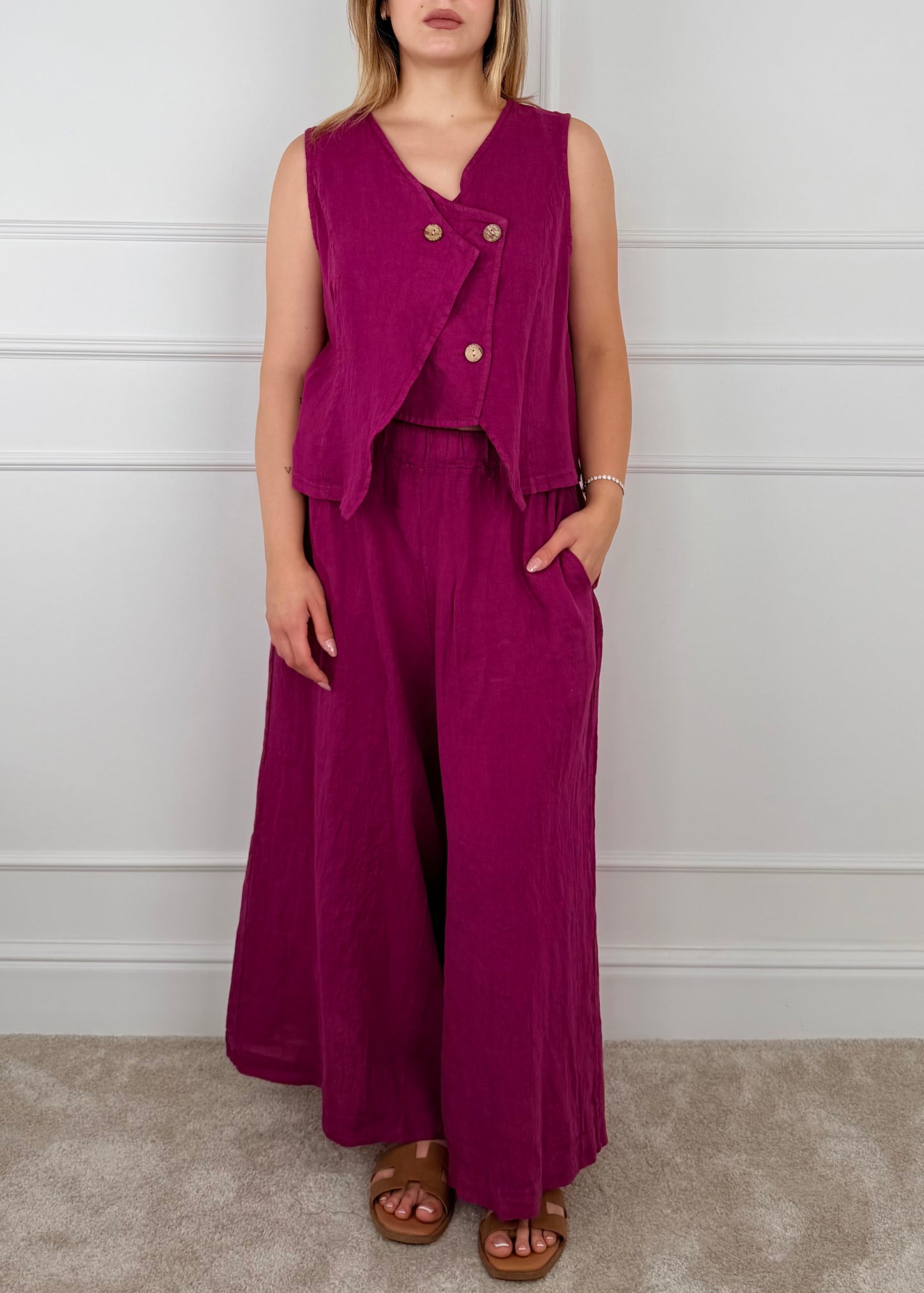 89076 - GILET DOPPIOPETTO IN LINO