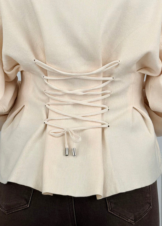 M5747L MAGLIA CON CORSETTO STRINGATO REGOLABILE SUL RETRO