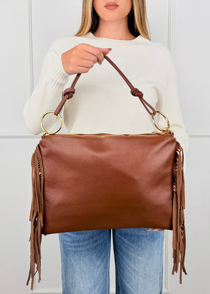 BRS. BORSA TEXAS VERA PELLE FRANGE LATERALI
