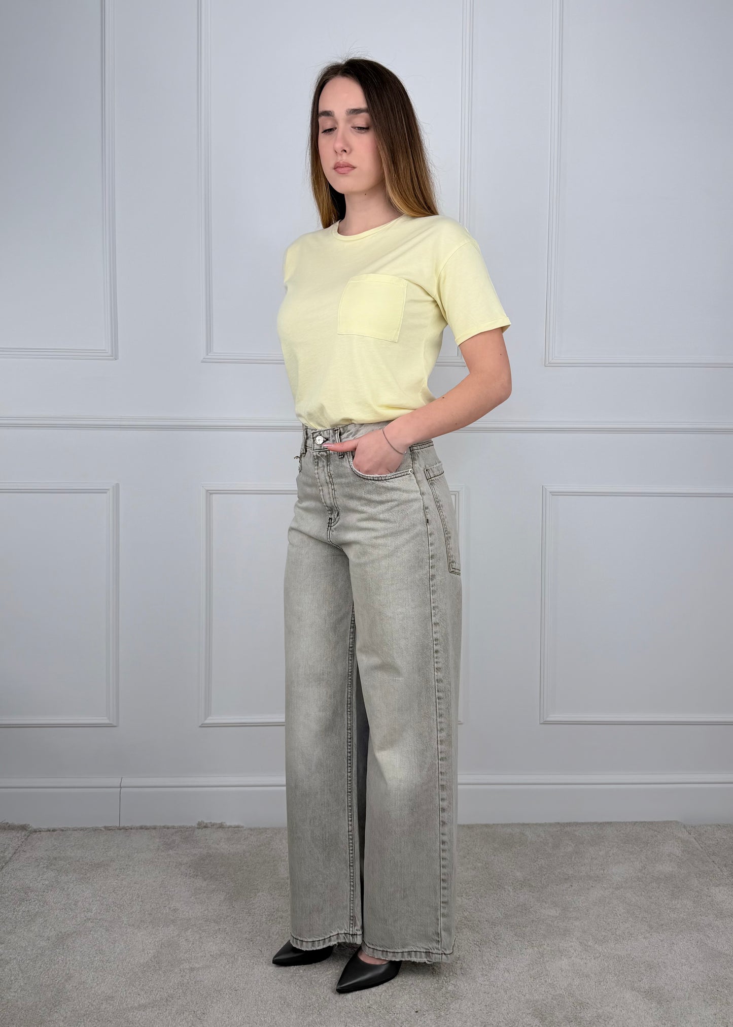 G781143 - BREND DENIM PALAZZO GRIGIO