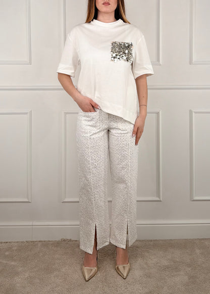 30113SS - GIORGIA&J PANTALONE GAMBA DRITTA CON APPLICAZIONI
