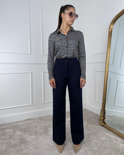 26P1522 TENSIONE IN PANTALONE PALAZZO PUNTO MILANO CON TASCHINI SUL DAVANTI