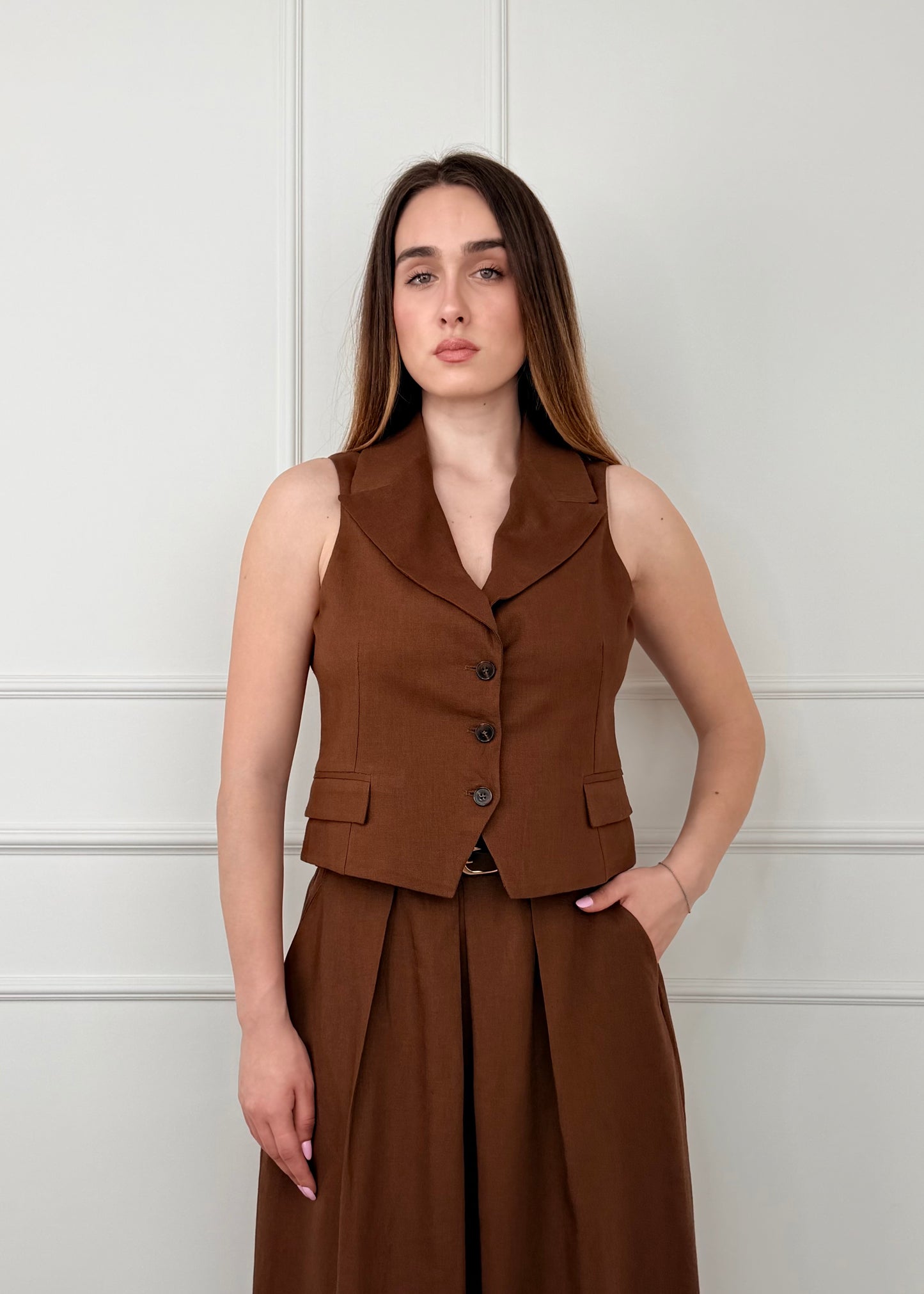 U19153 - BREND GILET MISTO LINO E VISCOSA