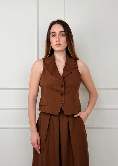 U19153 - BREND GILET MISTO LINO E VISCOSA
