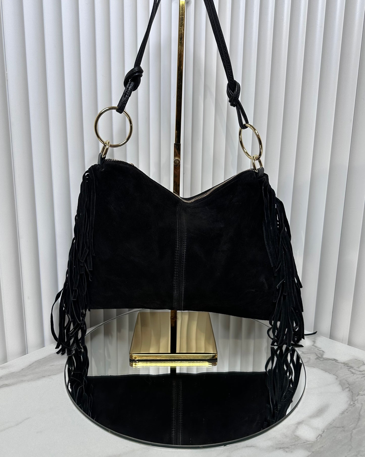 BRS4789 - BORSA VERA PELLE SCAMOSCIATA