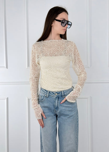 OG330102 MY-D MAGLIA IN PIZZO CON MICROPAILLETTES