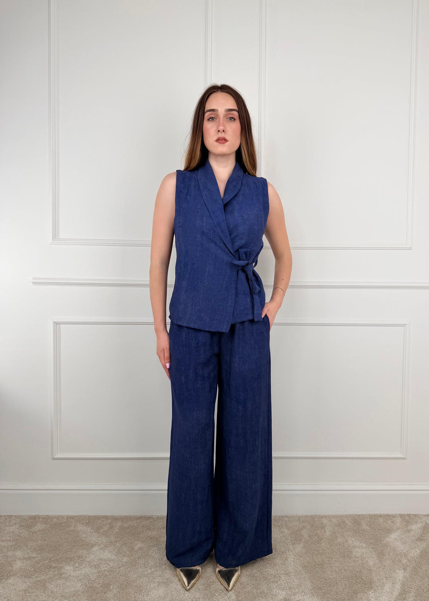 5957 - COMPLETO PANTALONE E GILET CHIUSURA A PORTAFOGLIO