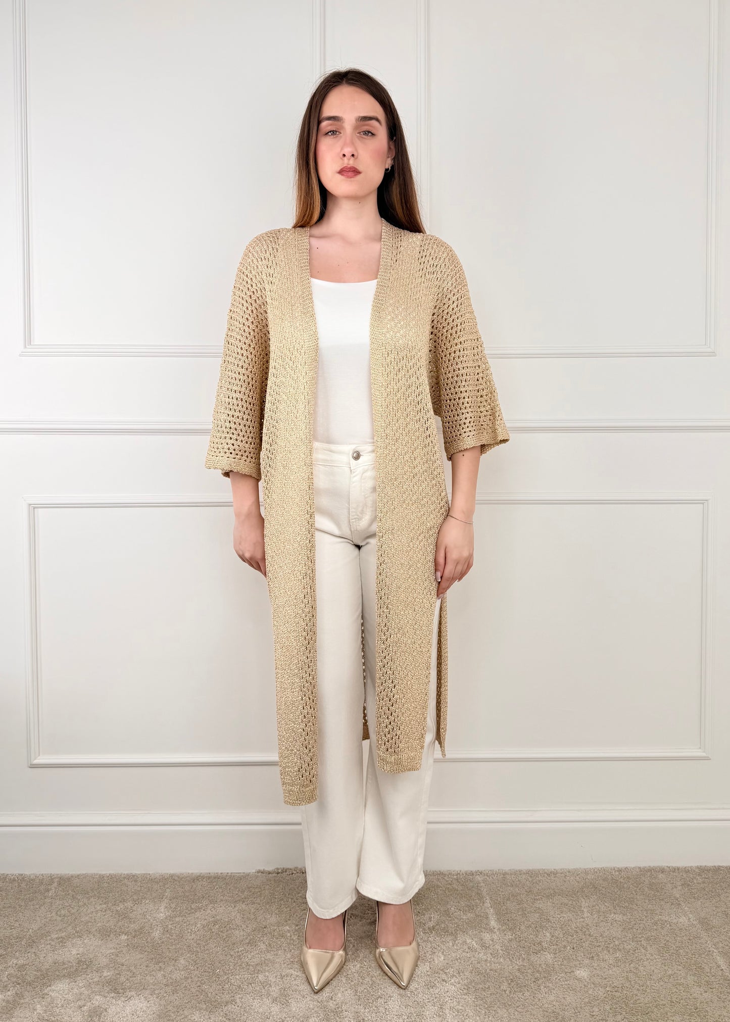 Y22159 - KIMONO CON FILO DI LUREX