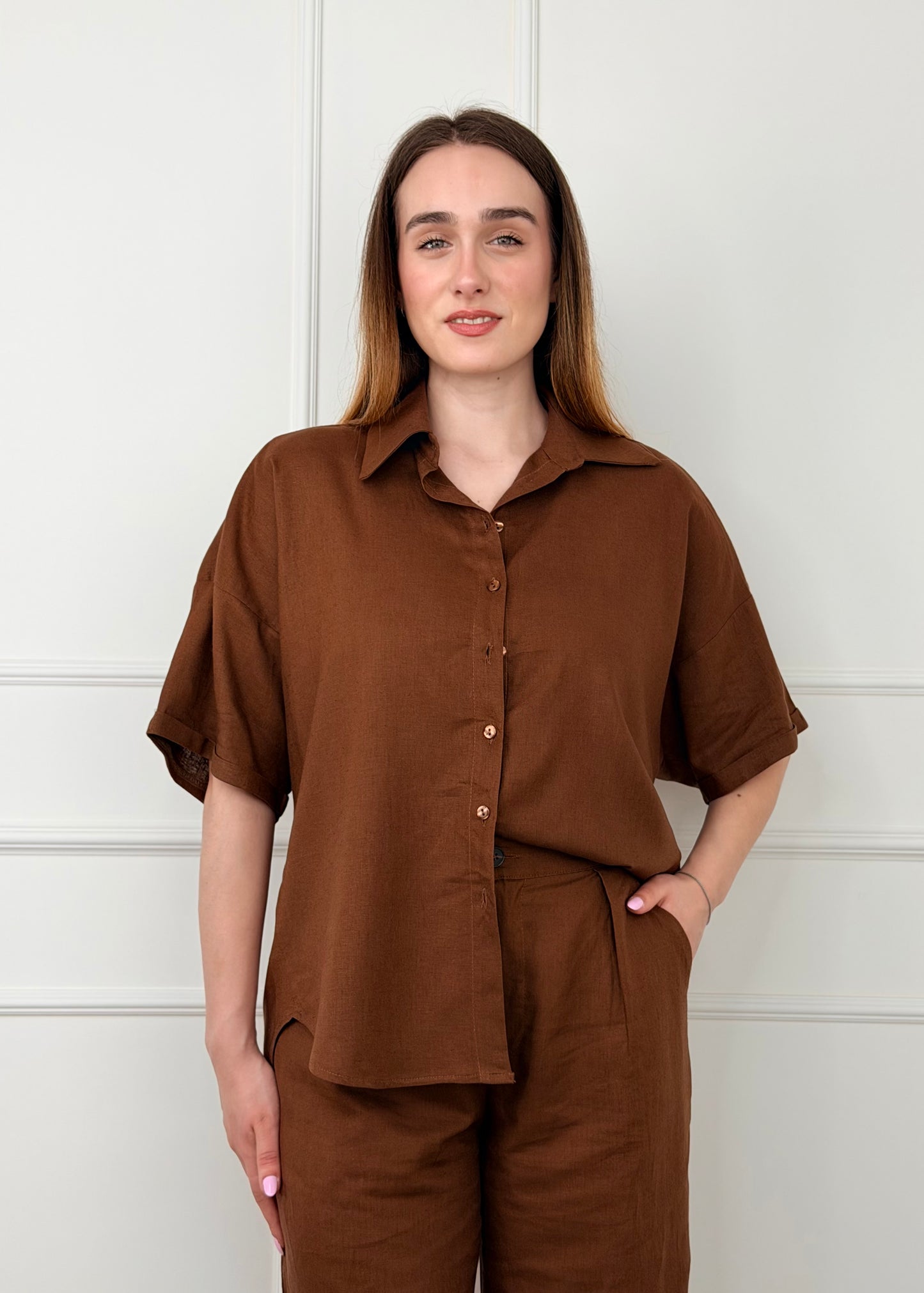 U191184 - BREND CAMICIA KIMONO MISTO LINO E VISCOSA