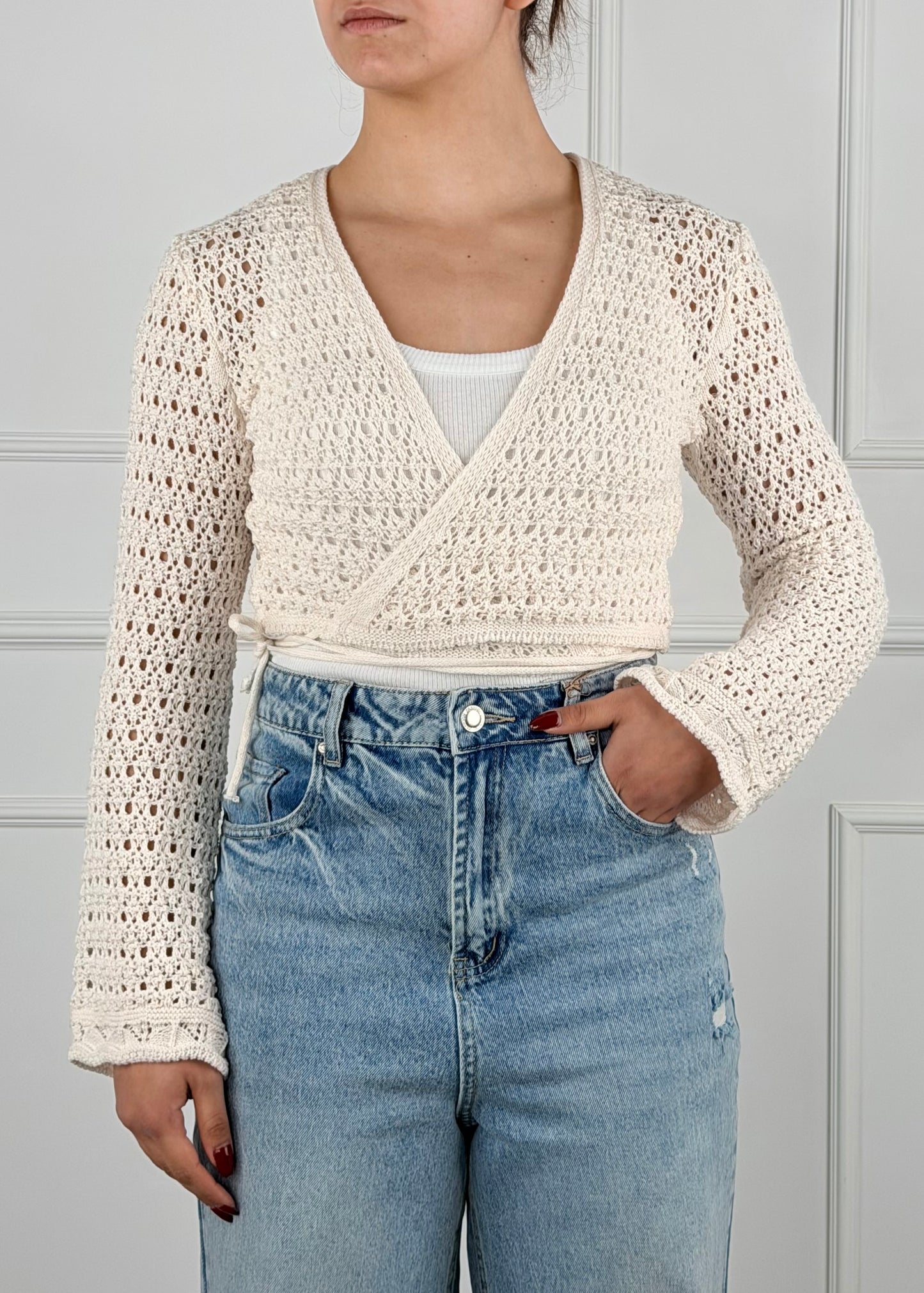 25007 - MAGLIA CROP AD INCROCIO IN CROCHET
