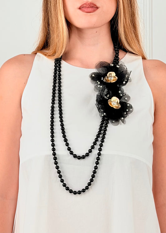 CLN • COLLANA FIORE NERO DORATO
