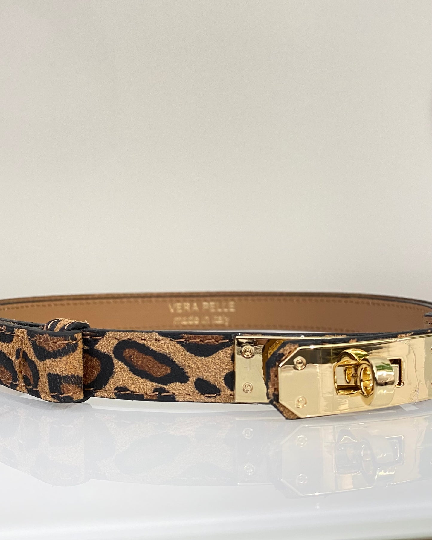 CNT435 CINTURA VERA PELLE REGOLABILE ANIMALIER