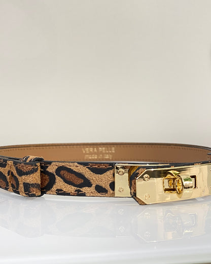 CNT435 CINTURA VERA PELLE REGOLABILE ANIMALIER