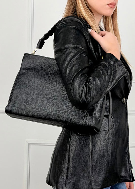 BRS • BORSA TRECCIA VERA PELLE