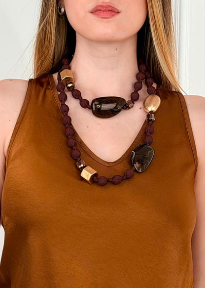 CLN • COLLANA TESSUTO E PIETRE