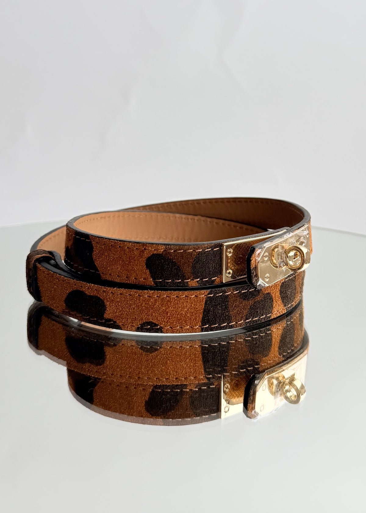 CNT435 CINTURA VERA PELLE REGOLABILE ANIMALIER