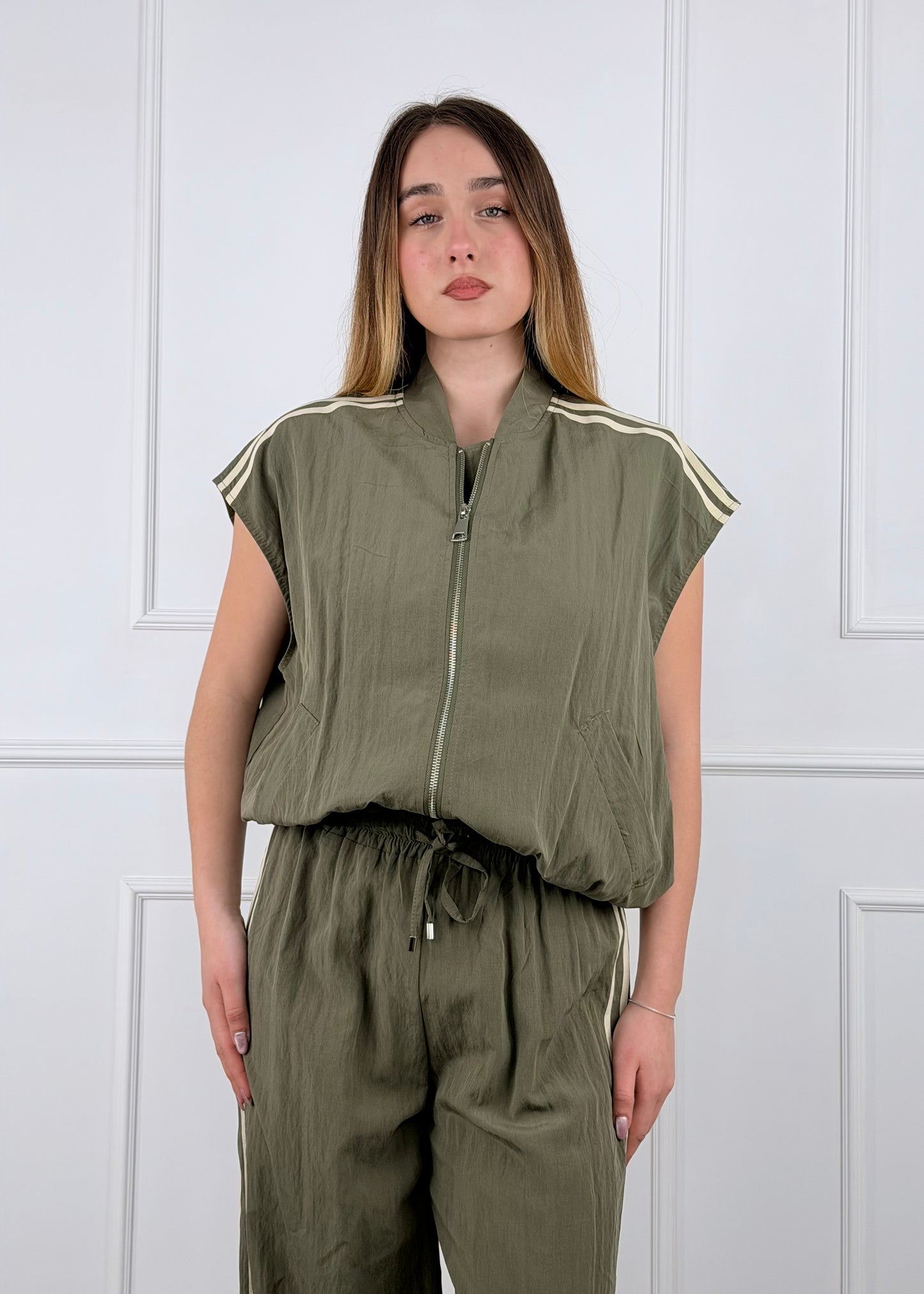 H522621 - BREND BOMBER SMANICATO CON BANDE