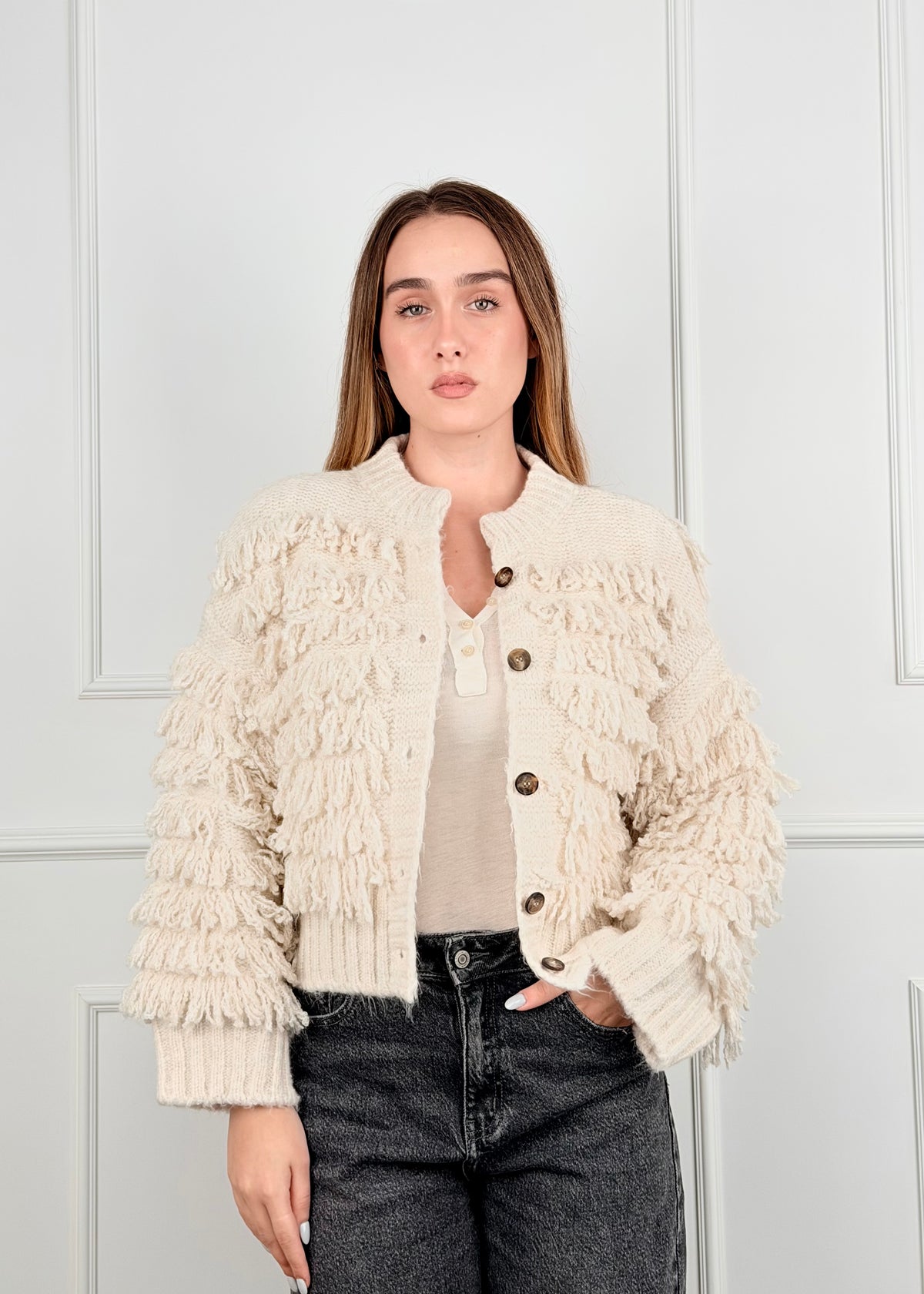 B76613089 - CARDIGAN FRANGE BREND