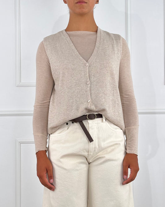 AS323 - GILET MISTO CASHMERE