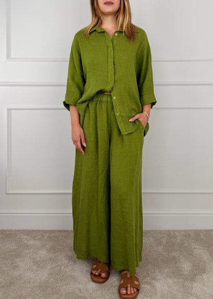 6645 PANTALONE PALAZZO IN LINO
