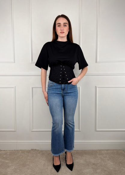 3D1356 - DENIM MINI FLARE