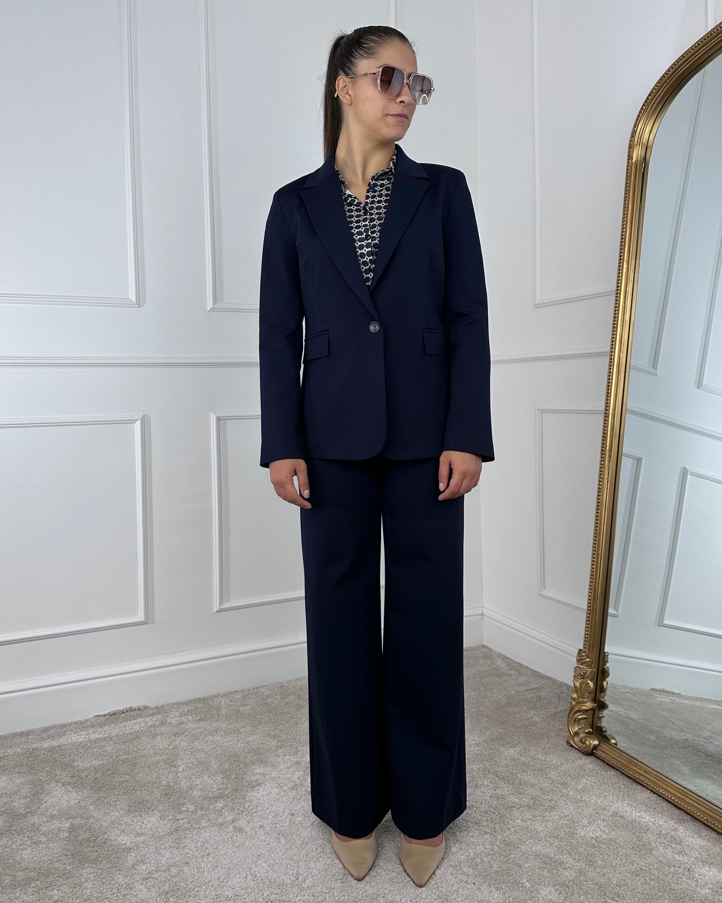 26P1522 TENSIONE IN PANTALONE PALAZZO PUNTO MILANO CON TASCHINI SUL DAVANTI