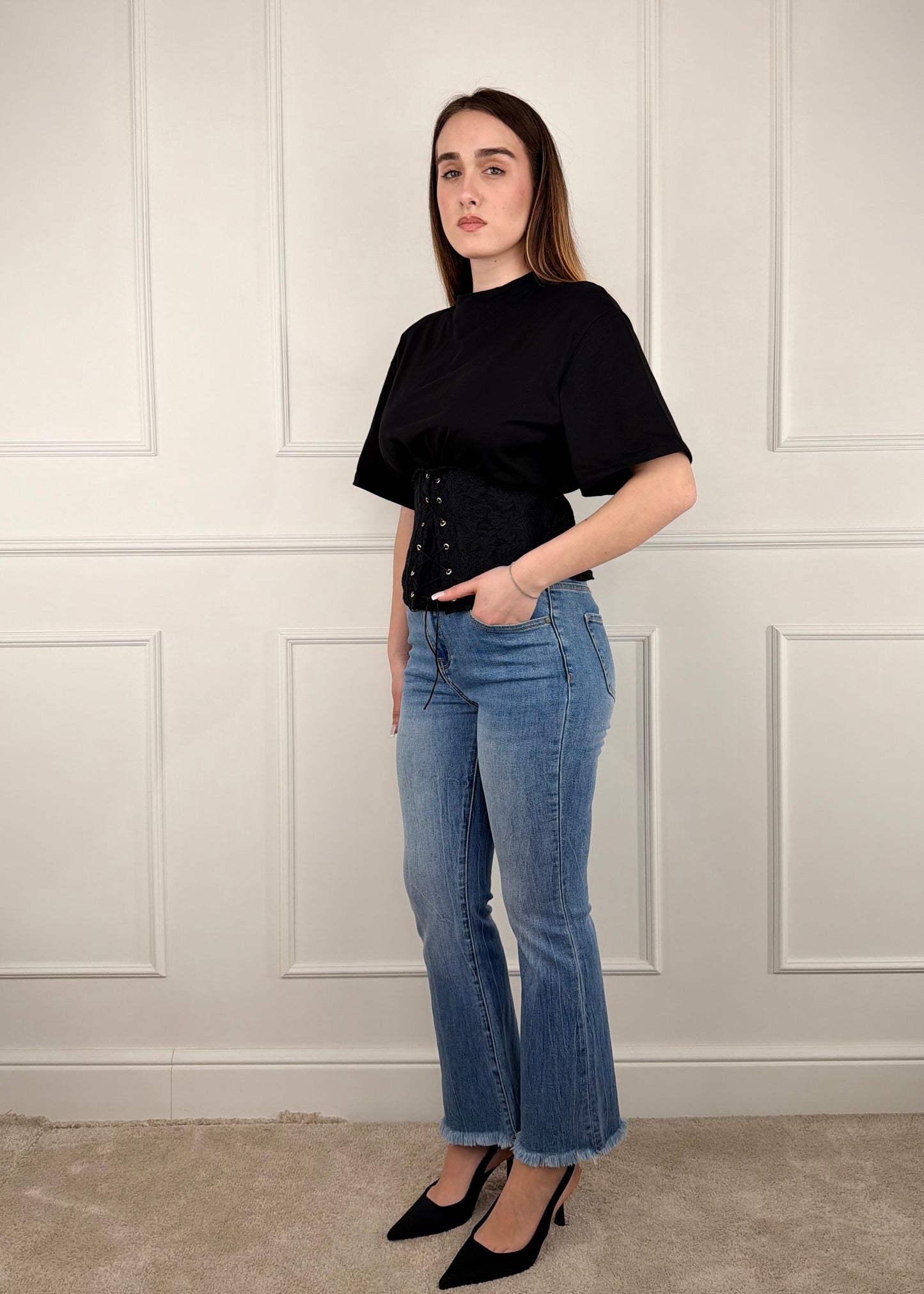 3D1356 - DENIM MINI FLARE