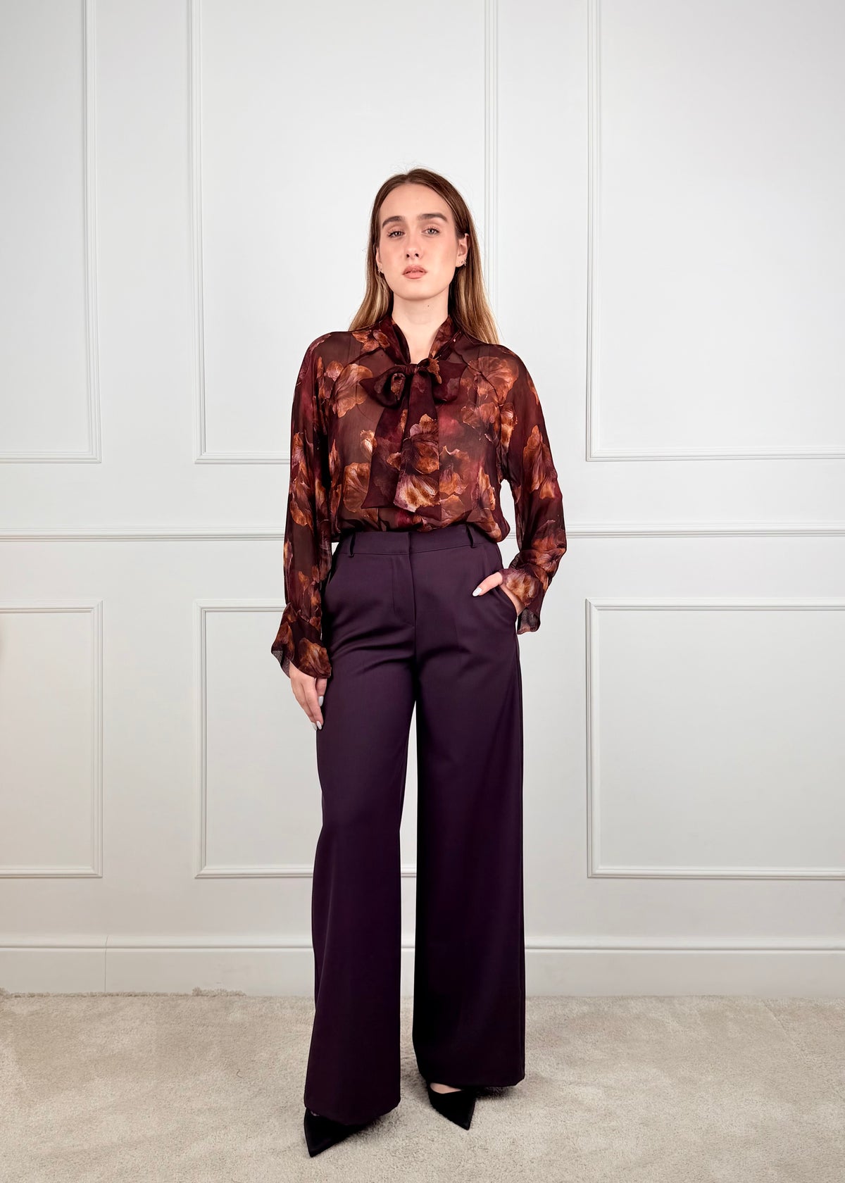DL93799 - CAMICIA FLOREALE CON FIOCCO • NODO