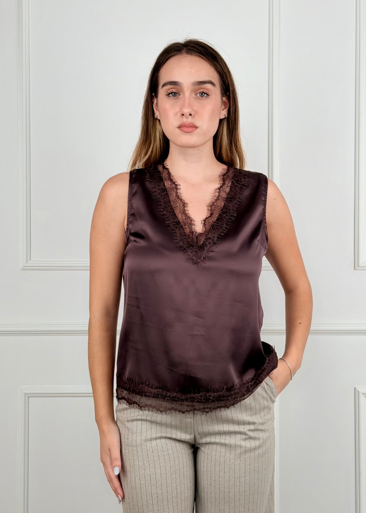 B397 - BREND TOP CON INSERTO IN PIZZO
