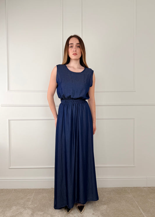 3657 - COMPLETO TOP E GONNA IN DENIM TESSUTO LEGGERO