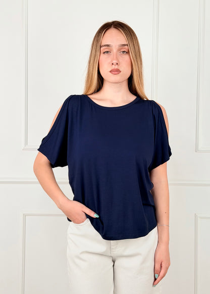 26034 - MAGLIA CUT OUT IN JERSEY DI VISCOSA