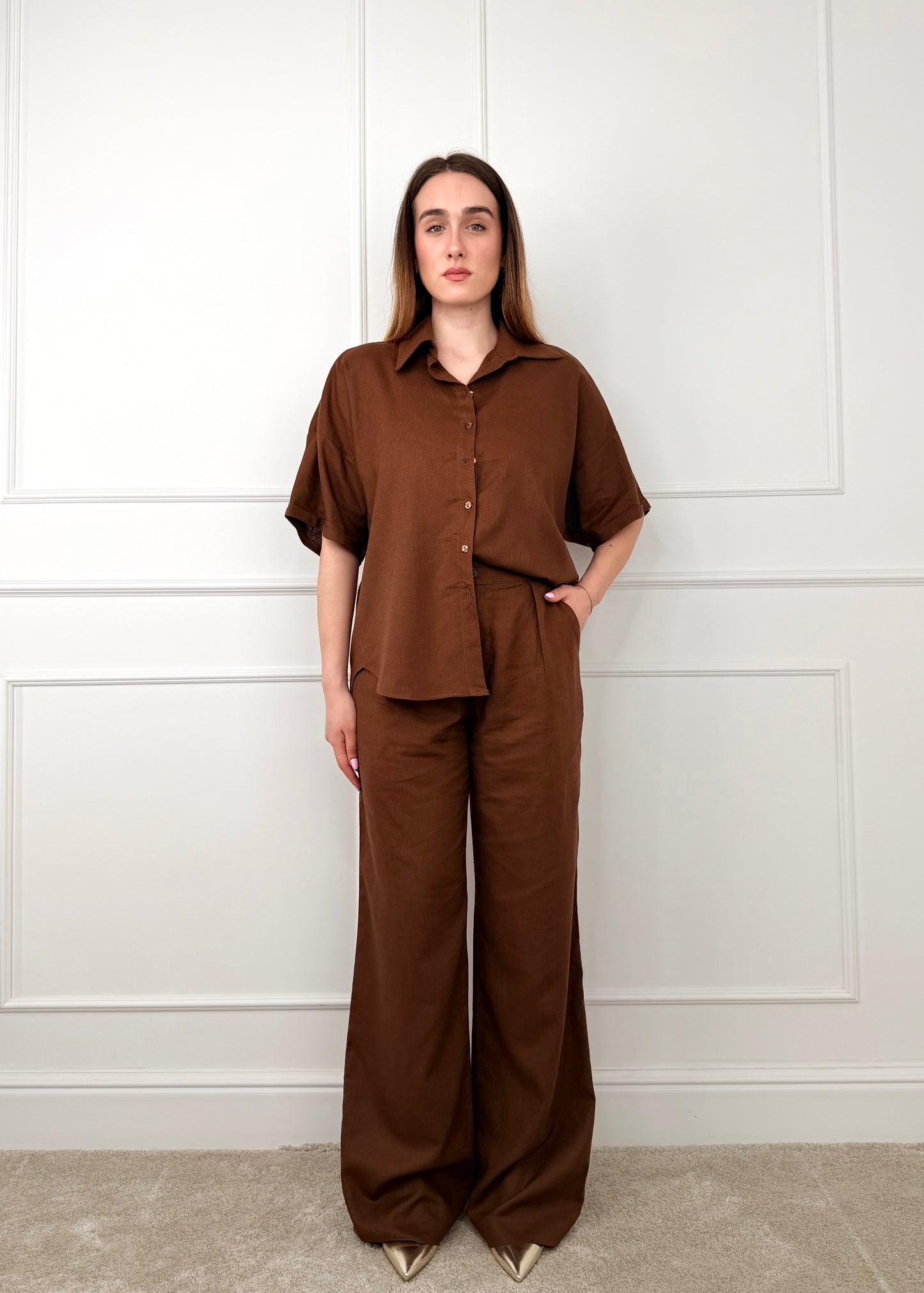 U191050 - BREND PANTALONE GAMBA DRITTA MISTO LINO E VOSCOSA