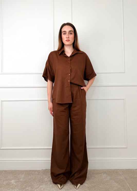 U191050 - BREND PANTALONE GAMBA DRITTA MISTO LINO E VOSCOSA