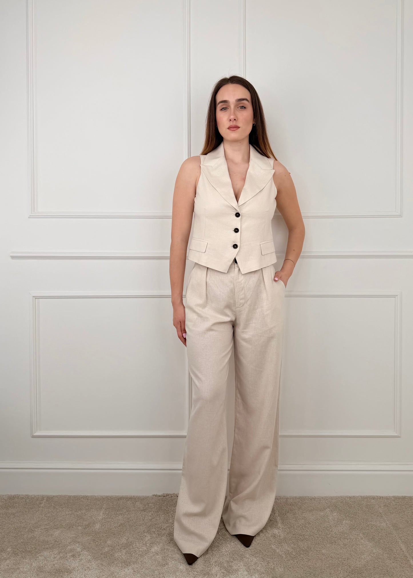 U191050 - BREND PANTALONE GAMBA DRITTA MISTO LINO E VOSCOSA