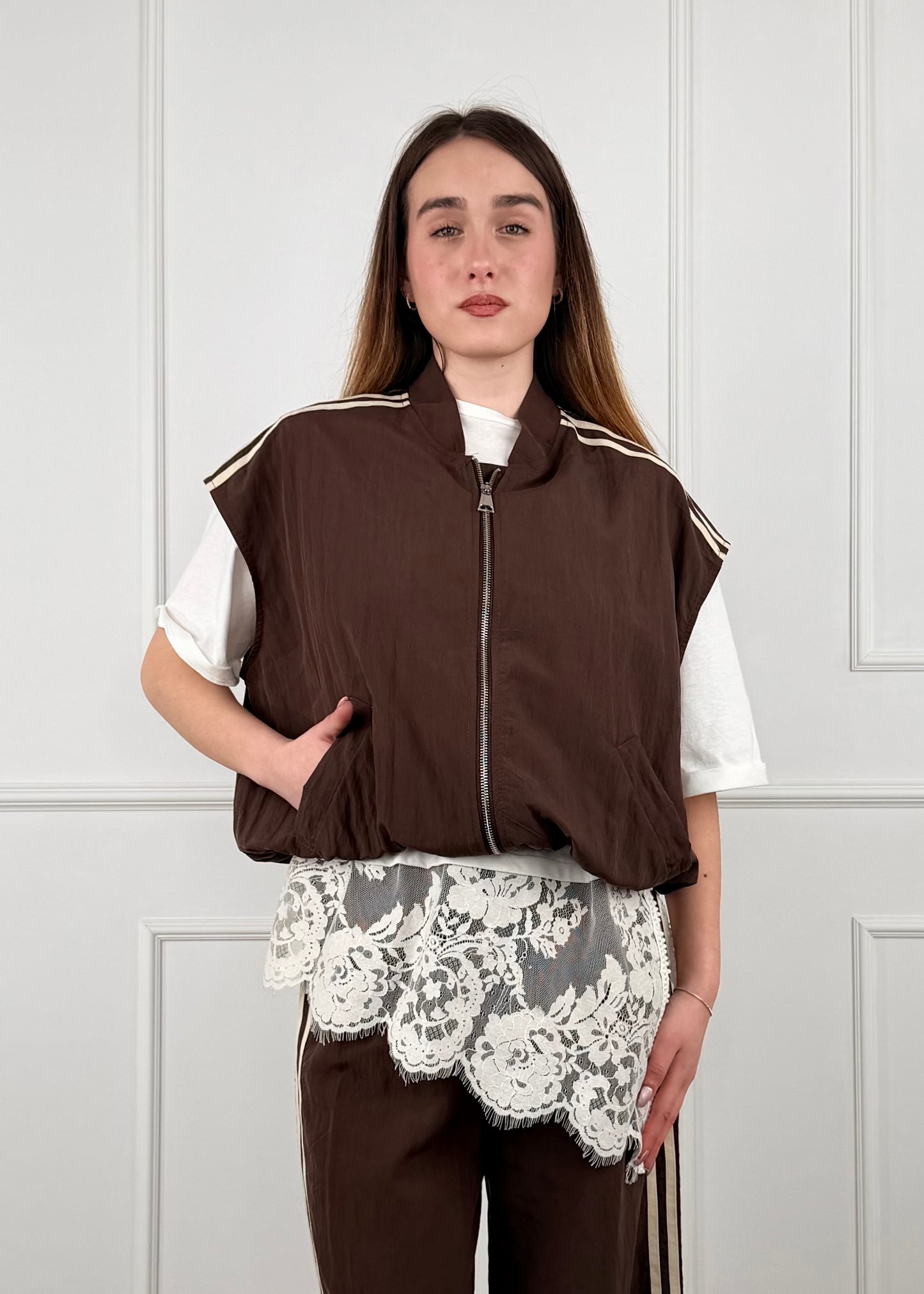 H522621 - BREND BOMBER SMANICATO CON BANDE