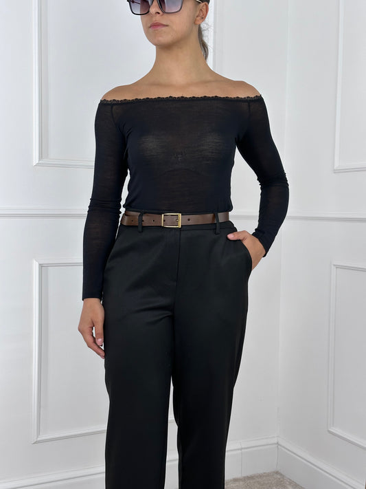 F60153 MAGLIA SCOLLO BARCA CON PIZZO