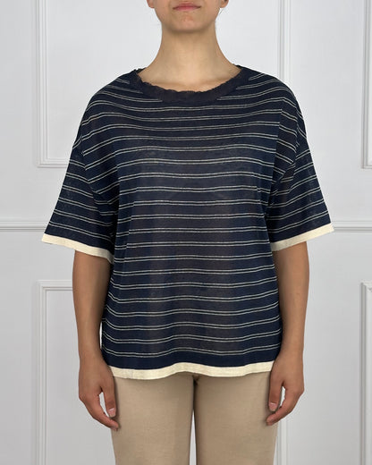 G280125 - MAGLIA RIGHE SC.BARCA LINO & COTONE