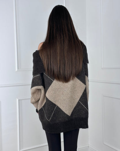 I92847 - BREND MAGLIA ROMBI MISTO MOHAIR