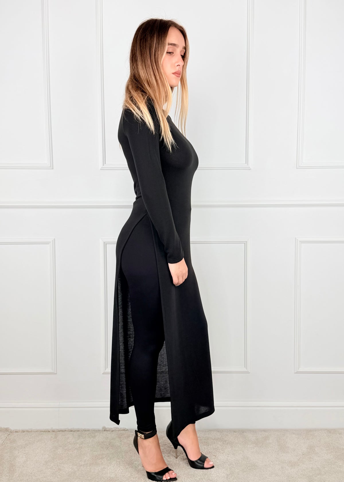F64359 - BREND MAGLIA LUNGA CON SPACCO LATERALE