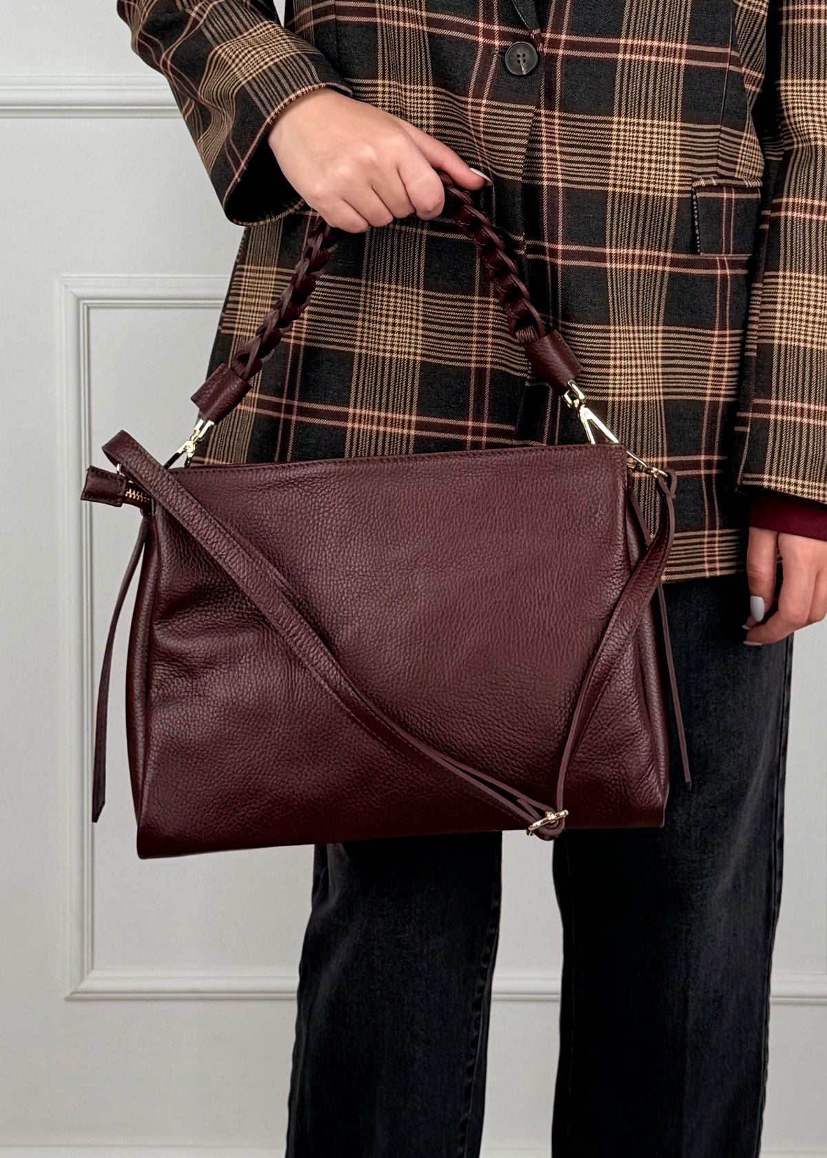 BRS • BORSA TRECCIA VERA PELLE