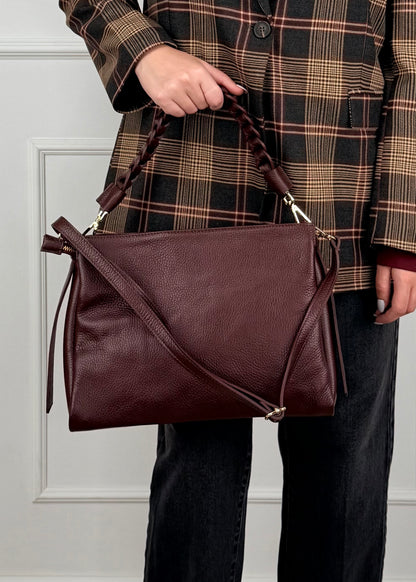 BRS • BORSA TRECCIA VERA PELLE