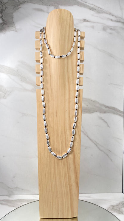 CLN12 COLLANA PERLINE RETTANGOLARI