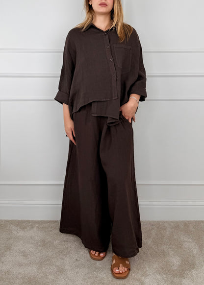 6645 PANTALONE PALAZZO IN LINO