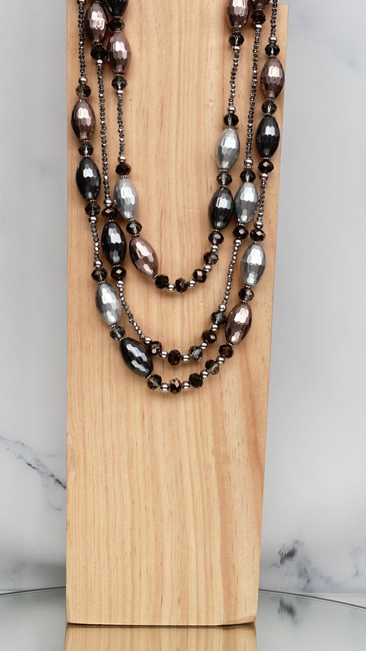 CLN14 COLLANA A TRE FILI CON PERLE