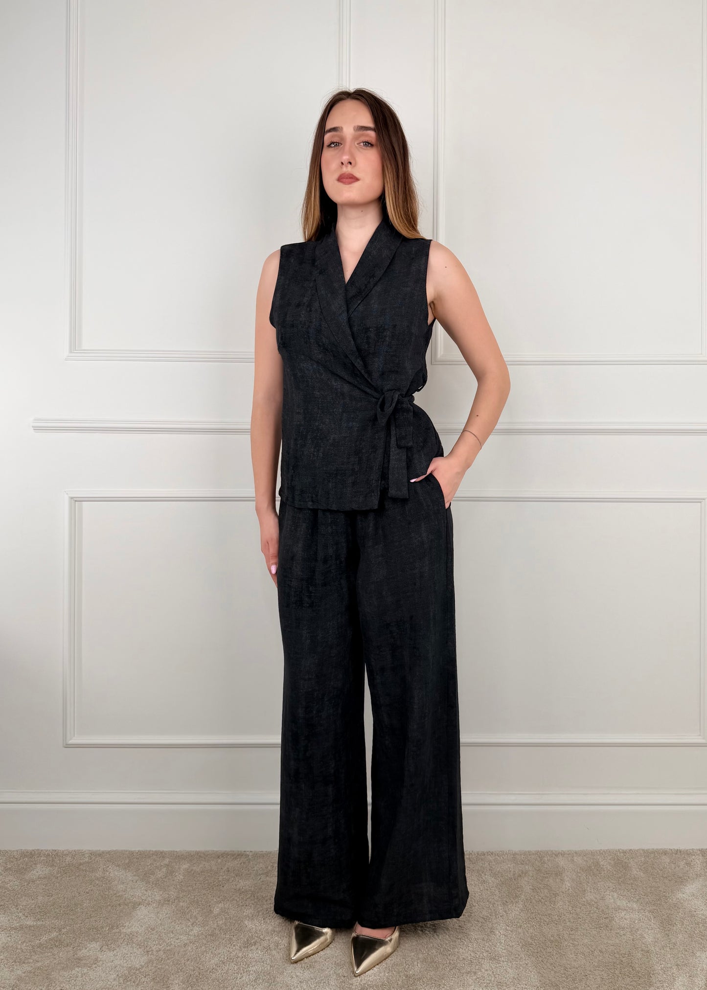 5957 - COMPLETO PANTALONE E GILET CHIUSURA A PORTAFOGLIO