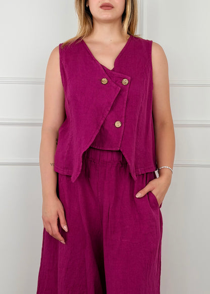 89076 - GILET DOPPIOPETTO IN LINO